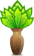 painted green leaves in a brown vase
