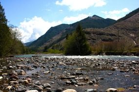 river among mountains in washington state on a sunny day