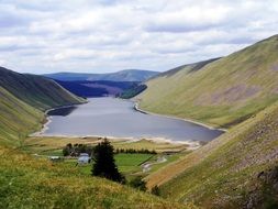 panorama of a reservoir in a mountain valley