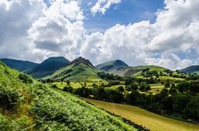 nice summer england landscape with cloudy sky
