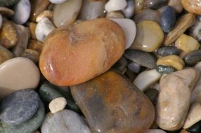 various pebbles on the beach