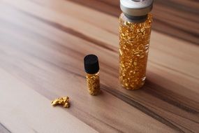 Golden nugget in flasks