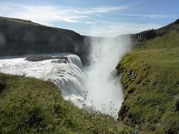 gullfoss waterfall in summer