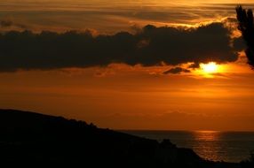 sunset over the Cote d'Azur in France