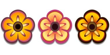 three colorful flowers as a graphic representation