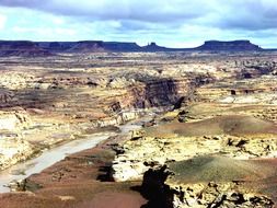 landscape of mountains valley in a desert