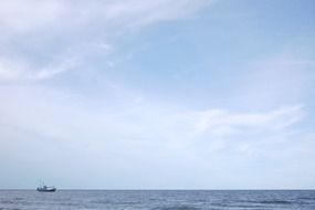 distant view of a large boat at sea