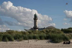 lighthouse on a sandy beach in the Baltic Sea