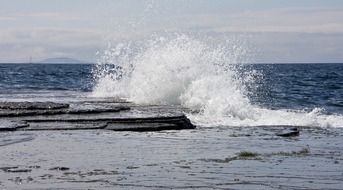 landscape of wavy sea in sweden