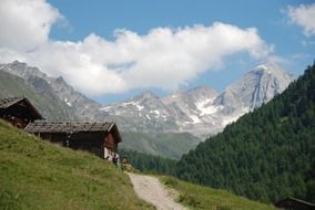 alpine hut summer landscape