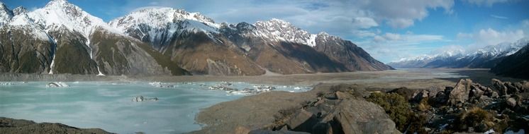 Glacier on the mountains in New Zealand