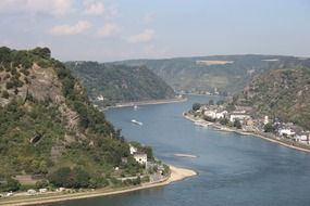 panoramic view of the picturesque banks of the rhine in germany