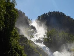 Landscape with the waterfall