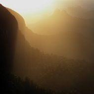 fog sunrise mountain sky
