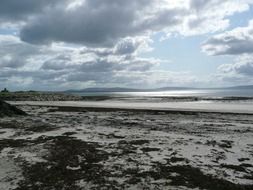 Beautiful coast of the sea in Ireland under cloudy sky