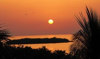 beautiful orange sunset in florida