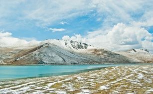 Snowy mountains near the river