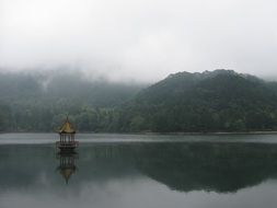 Landscape of reed harp lake