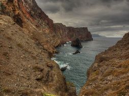 gray rocky coast of portugal