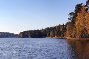 lake and autumn forest in Sweden