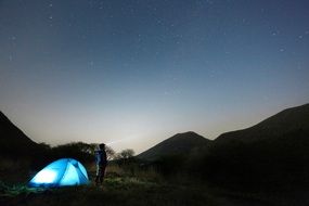 Mountain climbing at night