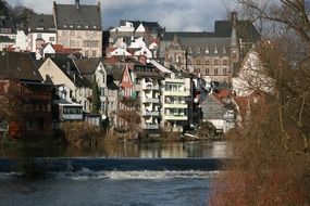 Houses on the waterfront in Marburg