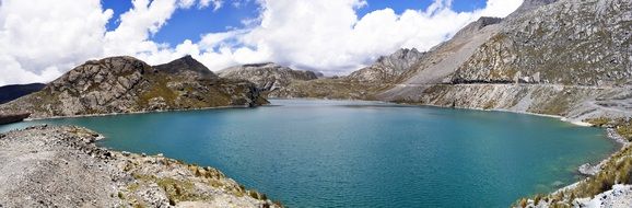 amazing mountain blue lake panorama