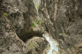 mountain river in grey rocks