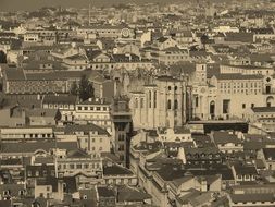 monochrome cityscape photo of Lisbon