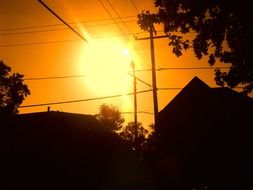 scenic orange sunset in the countryside