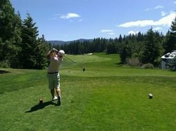 man playing golf on the grass