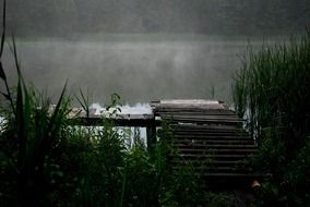 wooden masonry on the lake