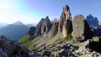 Beautiful panoramic view of beautiful Dolomites in plants in Tyrol, Austria