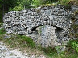 limestone ruins in a park on Lake Garda in Italy