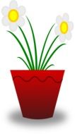 white flowers in a flower pot as a graphic illustration