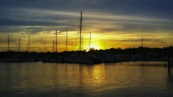Colorful sunset on the ocean horizon in australia