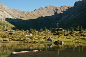 landscape of scenic mountain lake in austria