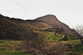 distant view of tourists on the hills