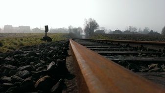 rusty rails on a sunny day close-up