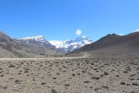 Valley at the foot of the mountains