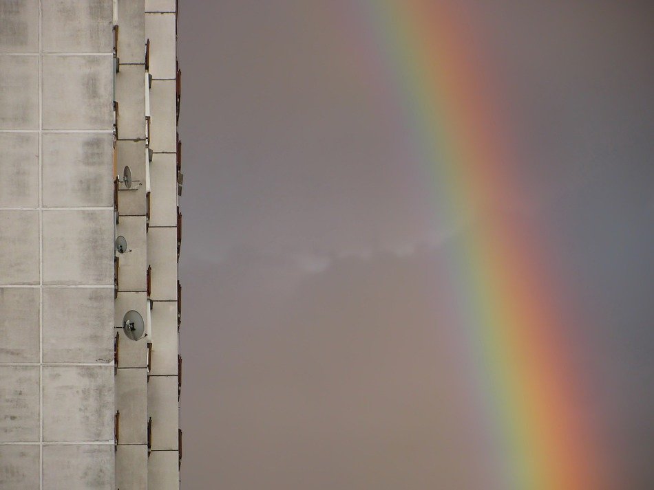 bright colored rainbow after the rain