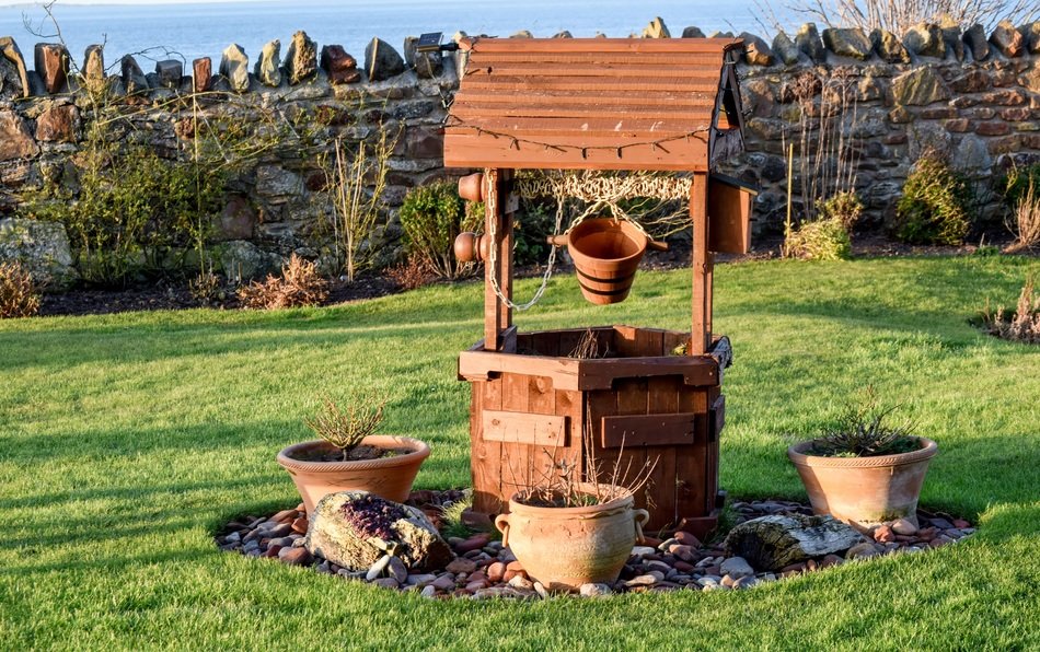 decorative well in a garden