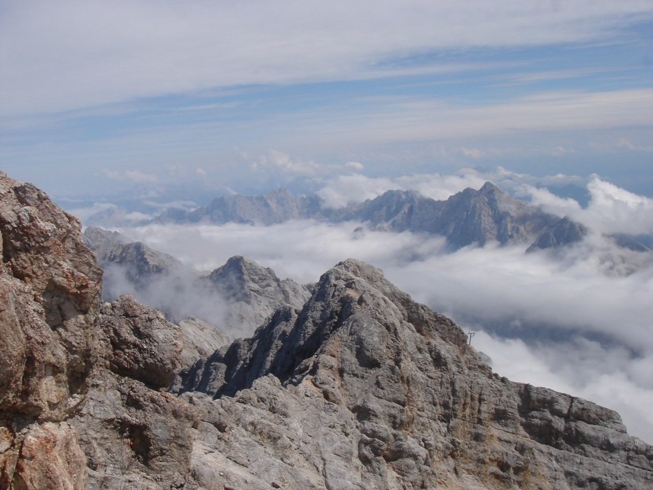 dramatic view of rocky summit in zugspitze massiff, germany, allgÃ¤u