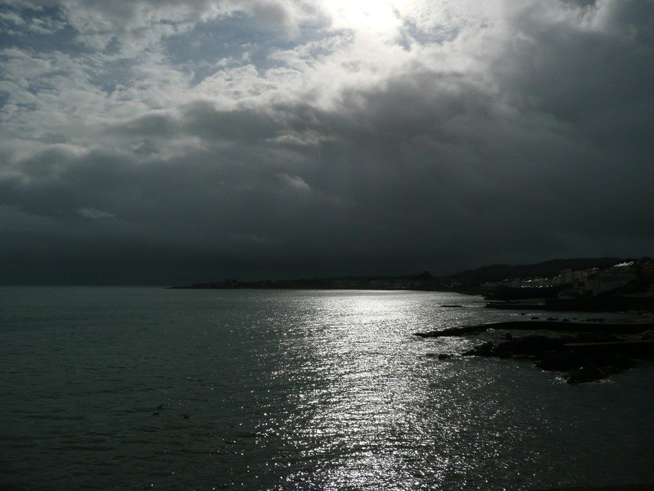 seascape under dark clouds in ireland