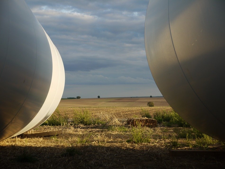 Pipes on the field in the evening