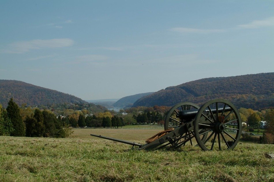 gun on a rural field in West Virginia