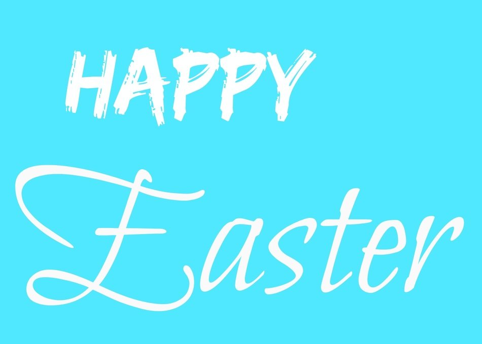 Happy Easter writing at blue background