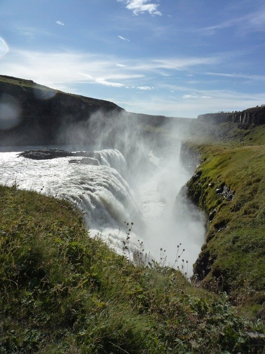 gullfoss waterfall in sunny day