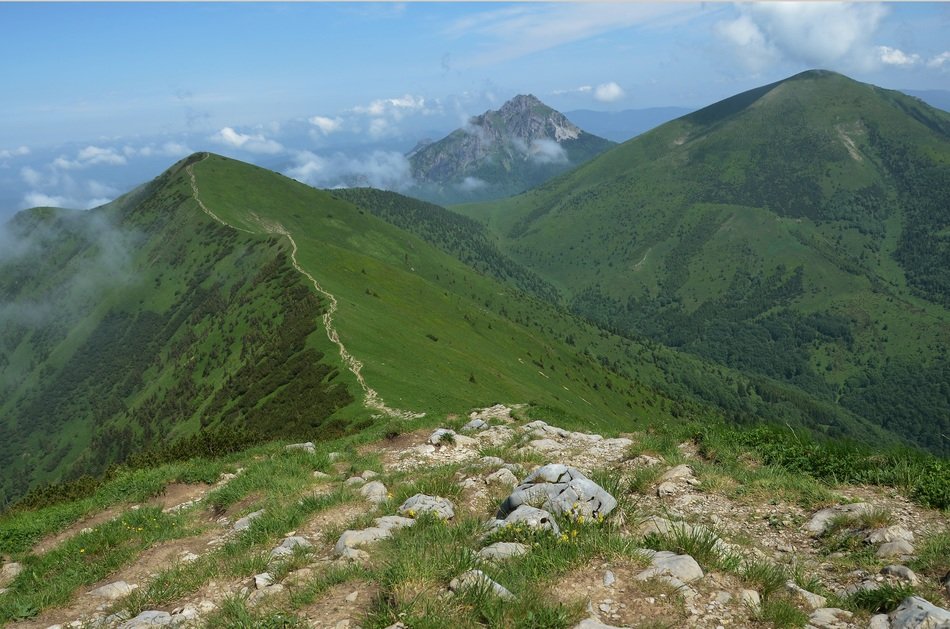 panoramic view of the trail along the mountain range in slovakia
