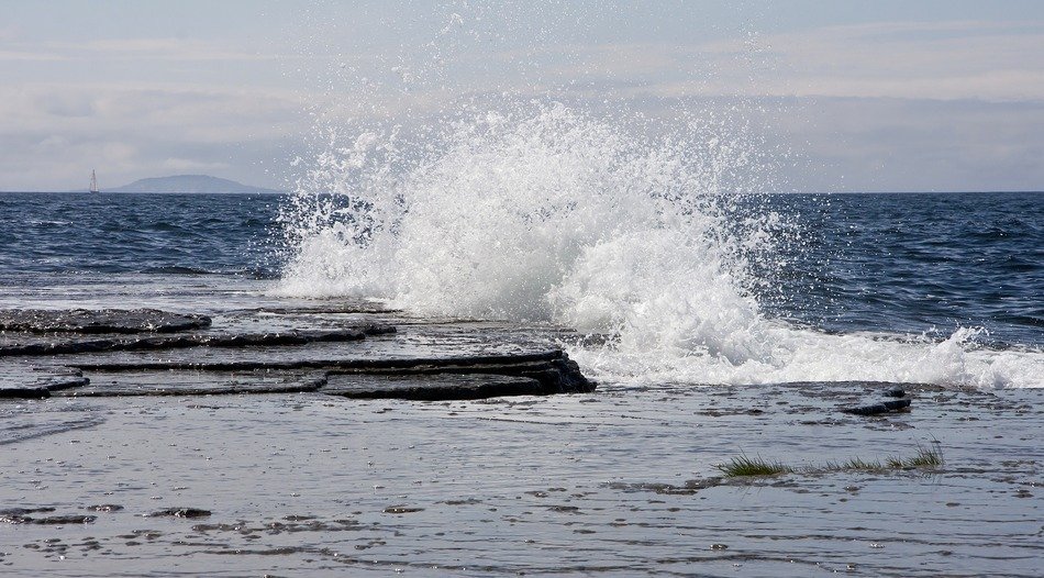 landscape of wavy sea in sweden